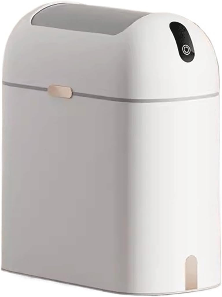 Dustbin Household Garbage Can with Lid Automatic Opening and Closing Living Room Kitchen Bathroom Toilet Intelligent Garbage Can Sensor-Type Garbage Cans Kitchen Bin(White)