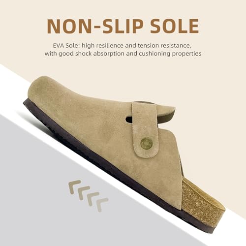Image of Kids Suede Clogs Boys Girls Sandals Cork Footbed Toddler Slip-on Slippers Indoor Outdoor Cute Sandals Classic Adjustable Buckle