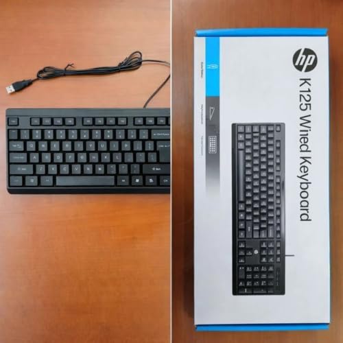 Image of HP K125 Wired USB Keyboard, Standard Full-Size, Multi-Device Compatible, Plug and Play, LED Indicators, for Desktop, Laptop and PC, 3 Years Warranty