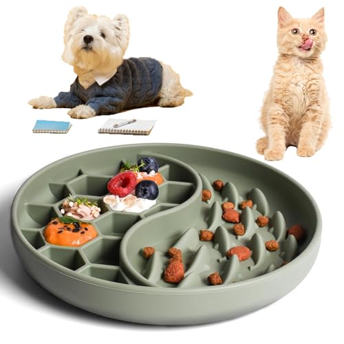 Comedero Antivoracidad para Perro y Gato, 19,2 * 19,2 * 3,8cm, Slow Feeder, Comedero Antivoracidad Gato, Cuenco Perro para Evitar el Ahogo y Comer Demasiado