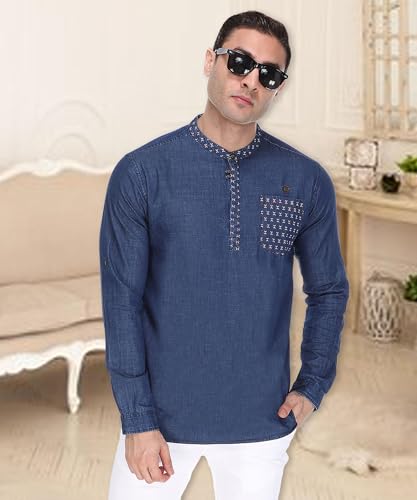 Image of Kuons Avenue Men's Cotton Solid Tailored Henley Shirt