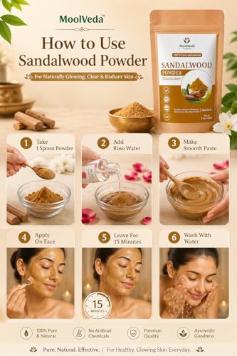 Image of Pure Sandalwood Powder - 100% Natural Chandan for Glowing Skin, Anti-Aging Face Pack, Acne Treatment | Traditional Ayurvedic Beauty | 100gm