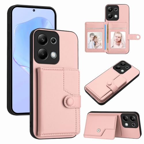 Compatible with Xiaomi Redmi Note 13 Pro 4G Case Wallet with Credit Card Holder, Genuine Leather, Anti-Fall Case, Durable with Non-Slip Lining Secures Up to 4 Cards Cover for Redmi Note 13 Pro 4G (A)