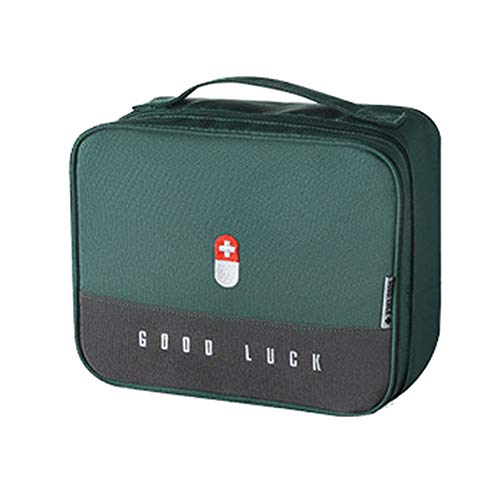 Pill Manager Travel Bag Case Empty for Medicine Meditation Tablet Prescription Vitamins Weekly Bottle Storage Organizer Portable Large Med Pouch Kids Women Men Boys Medical Supplies (Green)