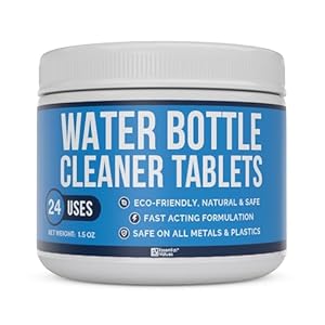 Essential Values Water Bottle Cleaner – Water Bottle Cleaning Tablets & Reservoir Bladder Cleaner Tabs (24 Tablets) – Tumbler Dispenser Hydration Pack Washer – Manufactured in USA