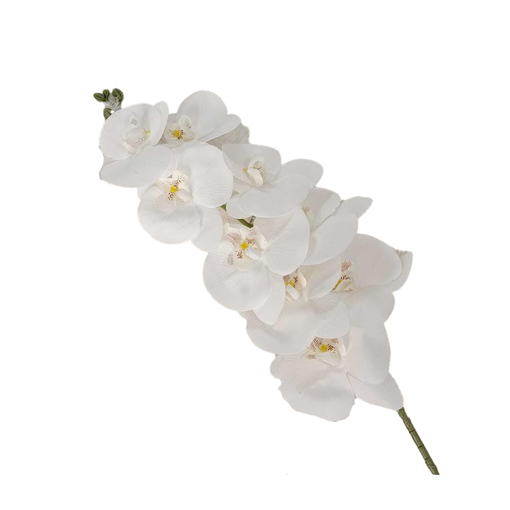 Rowen Homes Orchid Stem Artificial Faux Orchid Flower Single Stem - Realistic White Orchid Bouquet, Floral Arrangement For Wedding, Party Or Home Decorations - Luxury Interiors