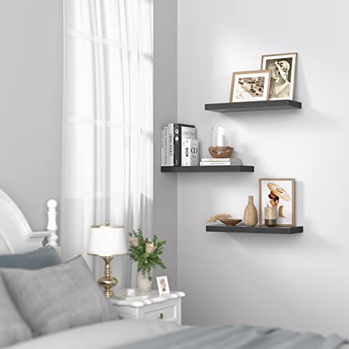 Amada Homefurnishing Floating Shelves Black, Wall Shelves With Invisible Brackets For Bedroom, Bathroom, Living Room, Kitchen, Set Of 3 - Amfs07 #TOP5