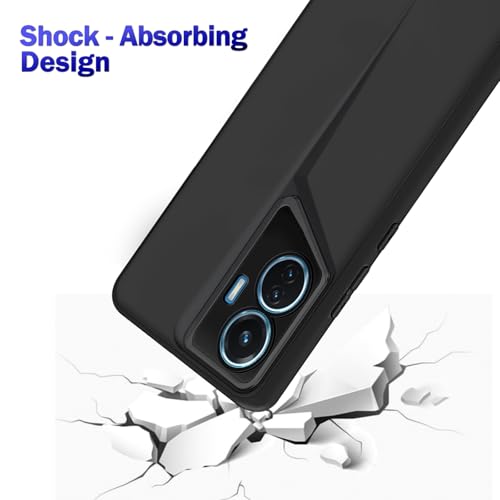 Image of Amazon Brand - Solimo Rubber Ultra-Thin Blade Runner Series Matte Finished Camera Protection Soft Back Cover for IQOO Z6 44W / Vivo T1 44W - Black