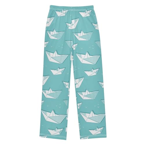 ZZKKO Paper Boats Blue White Boys Pants for Kids Jogger Pants with Pockets S-XL