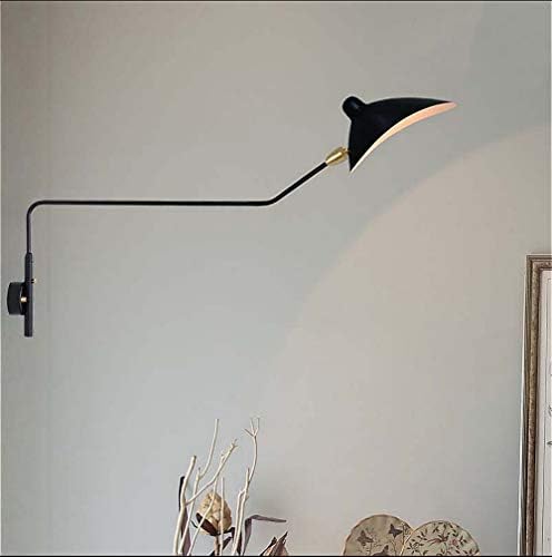 SUSUO Simple Style Swing Wall Sconce with Dome Shade 1-Light Black Wall Lamp for Hallway Foyer Entry Bedroom Dining Room,E26 Light Bulb Socket（Hardwired,with On/Off Switch）