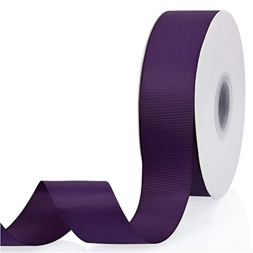 Purple 1-1/2" X 50 Yards Solid Color Double Faced Grosgrain Ribbon for Gifts Wrapping, Wedding, Party, Crafts, Hair Bows, Flowers, Home DIY Decor