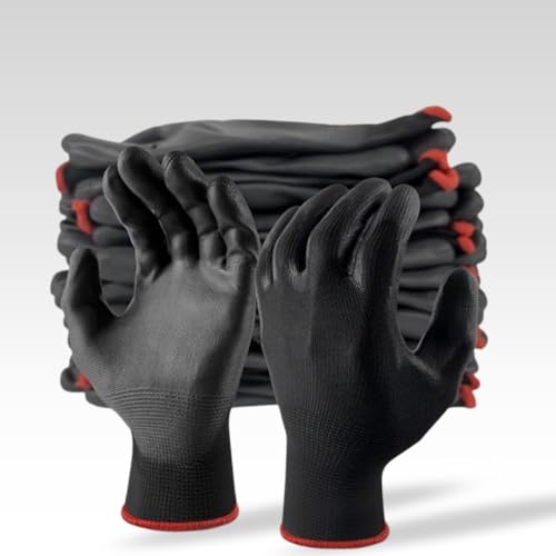 Image of Nylon Safety Hand Gloves For General Construction, Recycling, Agriculture, Handling Glass And Metal Sheet, Gardening- Black (5Pair)