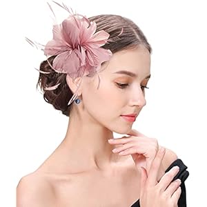 Fascinator Hats for Women Feather Flower Hair Clip Brooch Wedding Tea Party Hat Derby Race Headwear