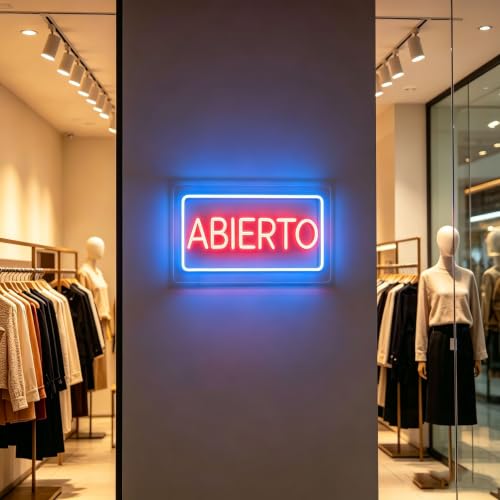 Image of ABIERTO Spanish Open Neon Sign, 5V USB Home Lighting, Modern Decor, Stylish Lighting, Business Open Sign for Bar Restaurant Coffee Salon Store