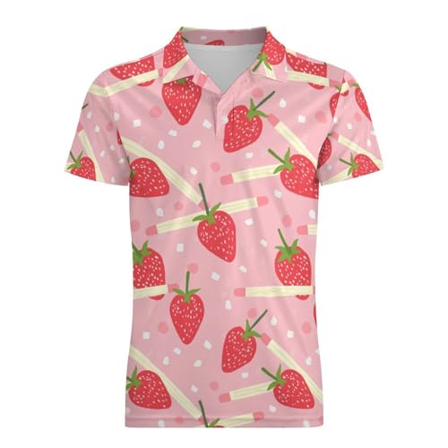 Boys' Classic Polo Shirts Short Sleeve Moisture-Wicking Golf & Tennis Shirts for Youth Teens Pink Strawberry Cookies4