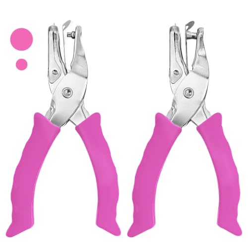 Image of Single Hole Punch 2 Pack, 1 /4 inch and 1 /8 inch Hole Punch with Soft Grip Pink