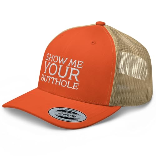 RIVEMUG Show Me Your Butthole Premium Trucker Hat Curved Bill Mid Crown Adjustable Funny Cap