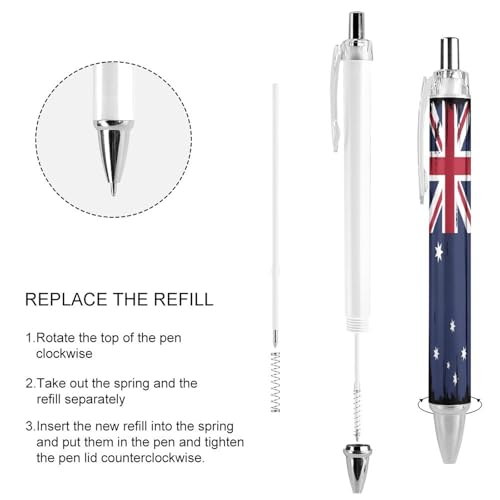 Bolígrafo retráctil de 0,5 mm de punta fina, pack de 4 piezas con banderas de EE. UU. y Australia 4