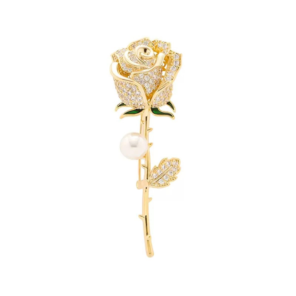 Luxury Shiny Zircon Flower Brooches - Elegant Imitation Pearl Plant Floral Pin for Scarf Dress Clothes Hat Accessories, Gifts for Women