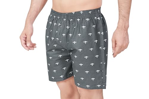 Image of Men's Super Combed Cotton Weave Printed Boxer Shorts with Side Pocket, Sizes M to XXL (201)