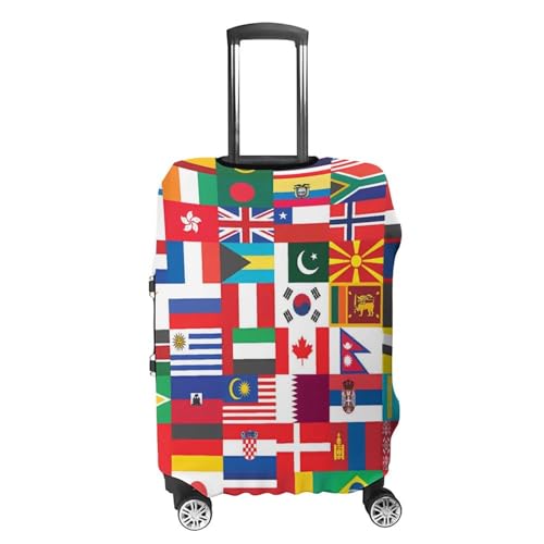 World Country Flags Travel Luggage Cover for Suitcase 19-32 Inches Elastic Washable Baggage Protector4