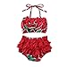 Geagodelia Set Bikini 3 Pezzi per Bambina Costume da Bagno Estivo con Stampa di Frutta (Rosso, 2-3Y)