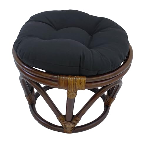 Image of Blazing Needles Solid Twill Round Footstool Cushion, 18 inch, Black