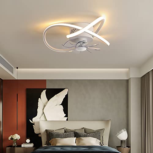Ventilateur de plafond avec éclairage LED moderne et plafonnier télécommandé