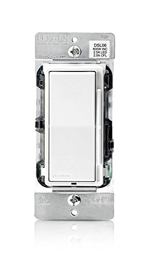 Image of Leviton Decora Slide Dimmer Switch for Dimmable LED, Halogen and Incandescent Bulbs, DSL06-1LZ, White with Ivory and Light Almond Faceplates (Pack of 8)