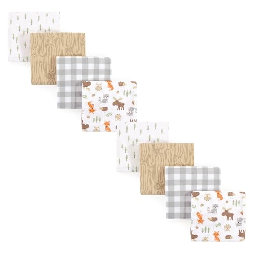 Image of Hudson Baby Unisex Baby Cotton Flannel Receiving Blankets Bundle Set, Woodland, One Size