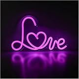 Hivvaor Decoración con luces de neón Letrero de neón Love para pared, decoración dormitorio, lámpara cumpleaños, 37 x 23 cm