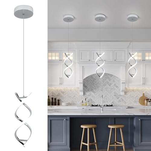 CANEOE Spiral Led Pendant Light Fixture,15W Cold White Light Modern