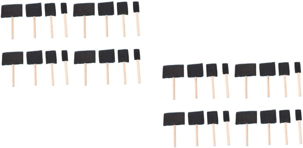 NUOBESTY 32pcs High-Density Sponge Painting Brush Wood Handle Sponge for Staining Art Supplies