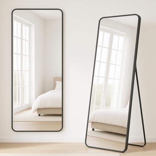 LARDECOR Espejo Grande de Pie Cuerpo Completo【170 x cm】con Soporte para Colgar o Apoyar en la Pared