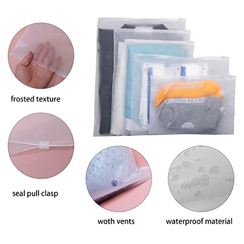 30 Pcs Reusable Clothes Zipper Bags in 5 Sizes, Frosted Plastic Travel Storage Bag, Hospital Bag Maternity Essentials, Home - Image 3