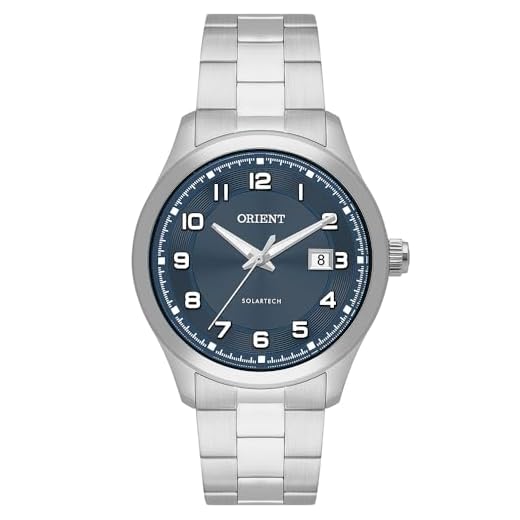 Relógio Orient Solartech MBSS1517 D2SX, Relógio Masculino, Azul e Prata, Pulseira em Aço Inoxidável, Mostrador Analógico com Data