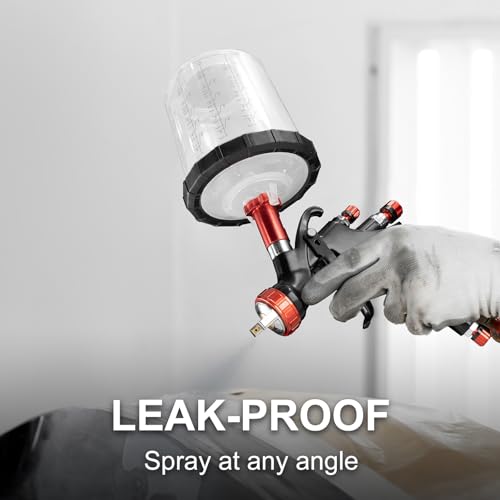 Image of Disposable Paint Spray Gun Cup Liners & Lid System, 50Pcs Standard 6.76 Ounce (200ml) Kit - 125 Mic- 50 Cup Liners, 50 Lids with Strainer, 1 Hard Cup with Retainer Ring 20 Plugs