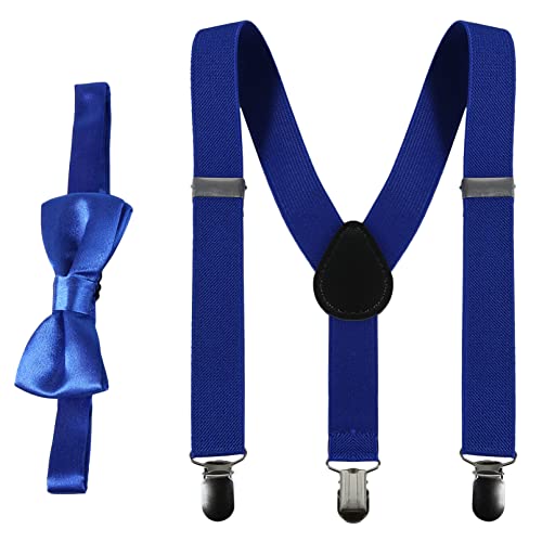 Tie Suspenders Set for Kids Elastic Adjustable Suspenders with Bow Ties Classic Braces Bowtie Set Trouser Hanging Clip