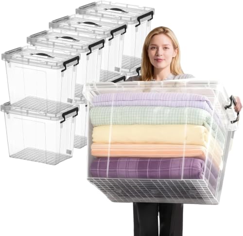 Image of 40 Pack 90 QT Storage Bins with Lids (Total 3600 QT), Large Stackable Plastic Storage Containers, Heavy-Duty Clear Organizer with Secure Latches & Handles, BPA-Free, for Home, Office, Garage