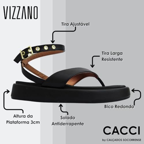 Sandalia Vizzano 6506.103 Papete Anabela Dedo Flatform Feminino