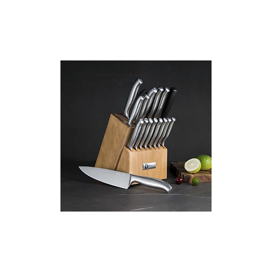 Knife-Sets-for-Kitchen-with-Block-BILLF-18-Pieces-Set-of-Knives-for-Kitchen-with-Block-and-Sharpener-Stainless-Steel-Knife-Set-with-Steak-Knives-Set-of-8-and-Scissors-Chef-Knife-Professional Knife Sets for Kitchen with Block, BILL.F 18 Pieces Set of Knives for Kitchen with Block and Sharpener, Stainless Steel Knife Set with Steak Knives Set of 8 and Scissors Chef Knife Professional