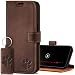 Produktbild SURAZO Premium Handyhülle für Samsung Galaxy A54 5G  Echtleder Schutzhülle mit Pfote Motiv  RFID Klapphülle [mit Magnet, Standfunktion, Kartenfach] Cover Hülle Leder Case Lederhülle (Nussbraun)
