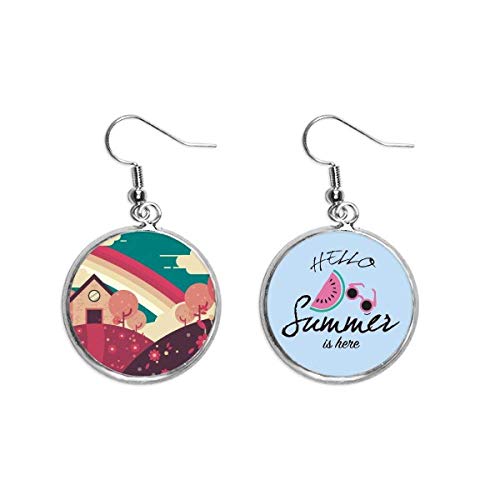 Pendientes de sandía de dibujos animados con paisaje estival accesorios lóbulo oreja mujer