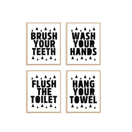 Image of Boat Wades Black Kids Bathroom Decor Wall Art Unframed,Girl Bathroom Decor 8x10 Inches Set Of 4,Black Kid Toilet Posters Prints Pictures