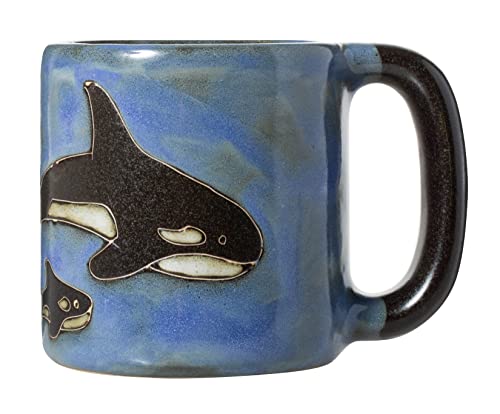 Mug artesanal Blue Orca 16 oz de cerámica miniatura 3