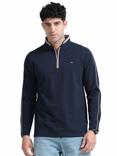 Image of STELLERS Men's Full Sleeve Zipper Henley T-Shirt | Premium Cotton | Streatchable | Feather Touch Feel