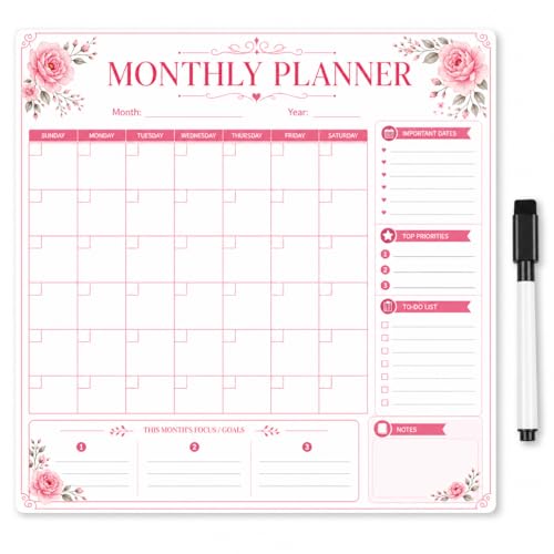 Image of Zesta Vinyl Magnetic Planner for Fridge | Cute Weekly Planner /Meal Planner with Marker | Rewritable Magnetic White Board for Fridge (Harry Potter 11X11 Inches) (Floral P)