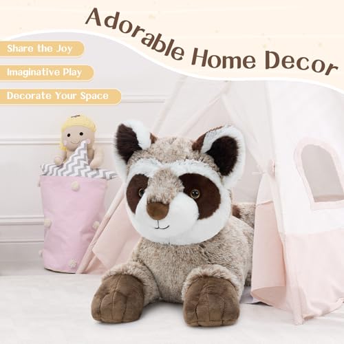 Image of BENINY 30 inch Giant Raccoon Stuffed Animal Plush - Oversized Raccoon Plushies - Fluffy Big Stuffed Racoon Toy Birthday Gifts for Kids - Sweet Companion