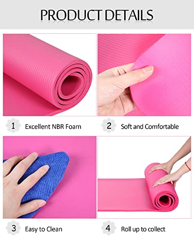 Image of Woanger Yoga Mats (72x24) 3 /8 Inch Thick Exercise Yoga Mat for Home Workout with Strap Non Slip Pilates Gym Supplies for Women Men