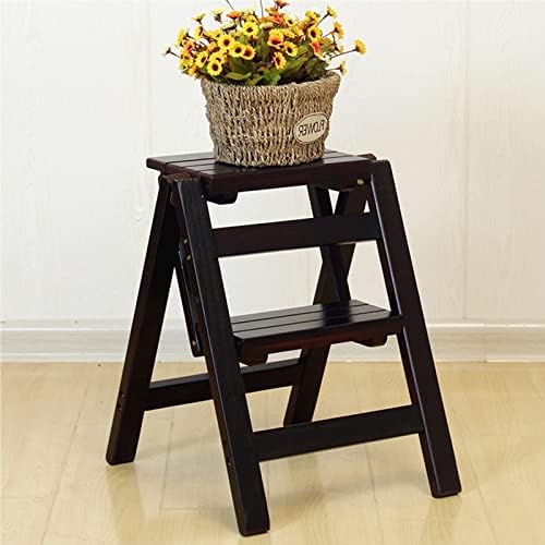 Wooden 2 Step Stepladder Stool, Multifunctional Library Steps, Bookshelf Display Shelf Ladders, Shoe Bench, Flower Rack for Kitchen and Garden